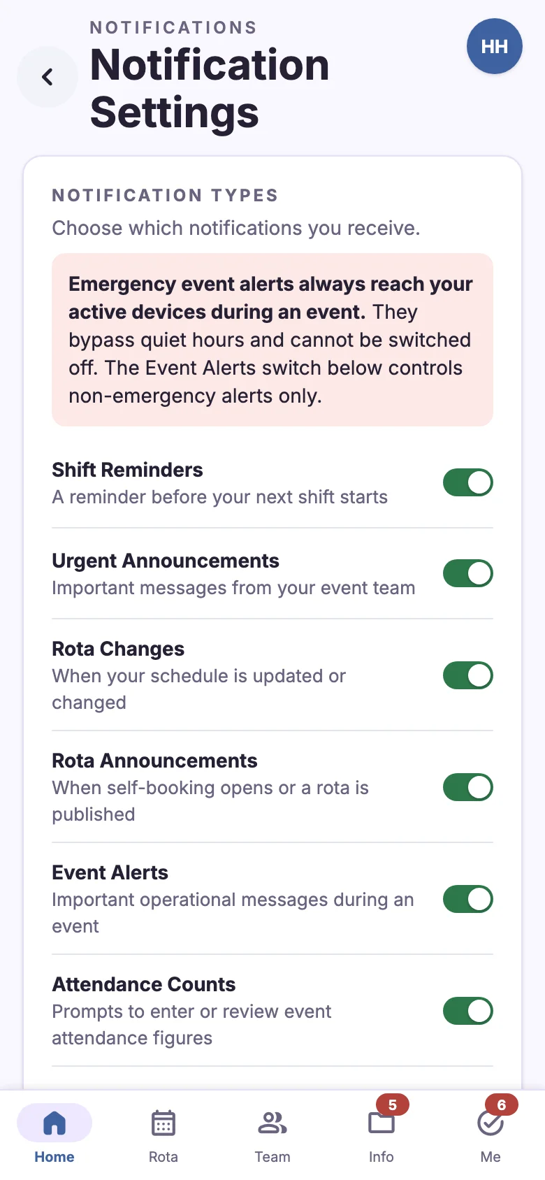 Notification settings